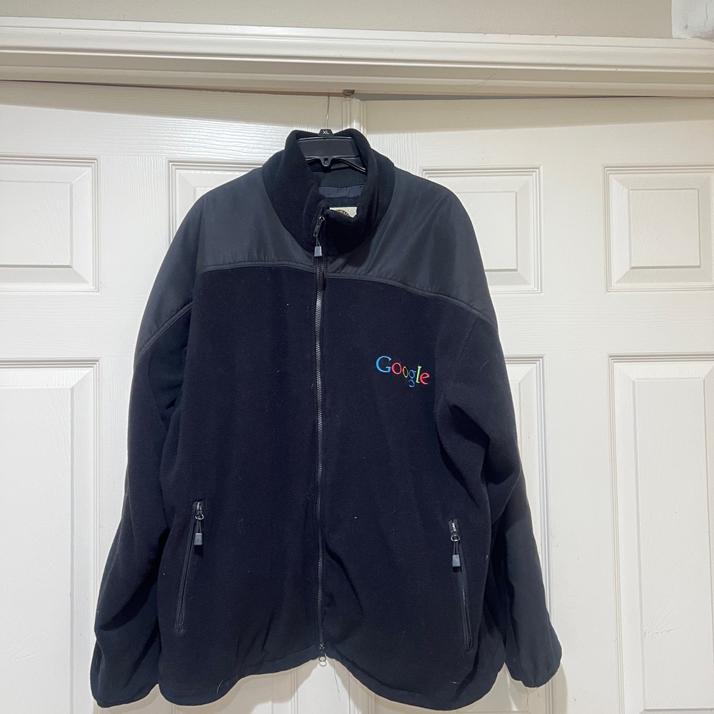 Google  Embroidered NORTH END Men Black Fleece Jacket Sweater‎ Size XL